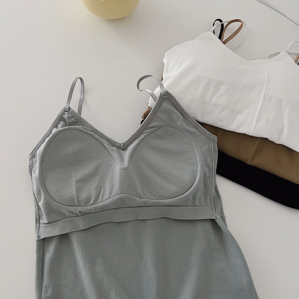 Plus Size V Neck Bra Pad Cami Top