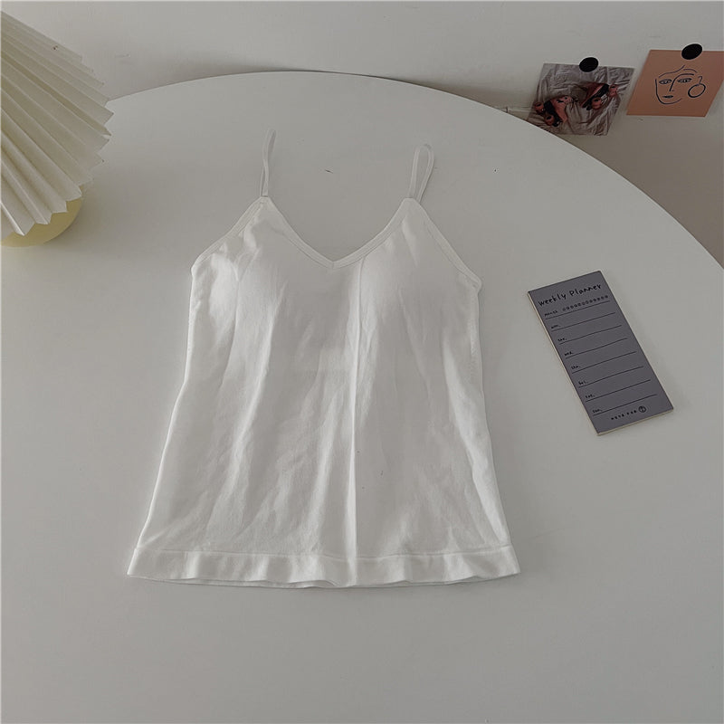 Plus Size V Neck Bra Pad Cami Top