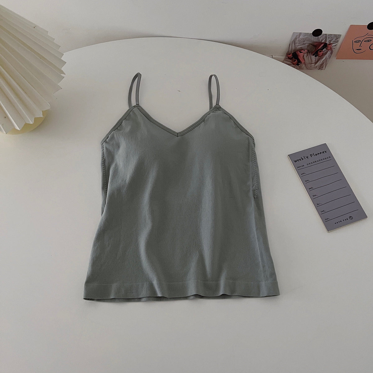 Plus Size V Neck Bra Pad Cami Top