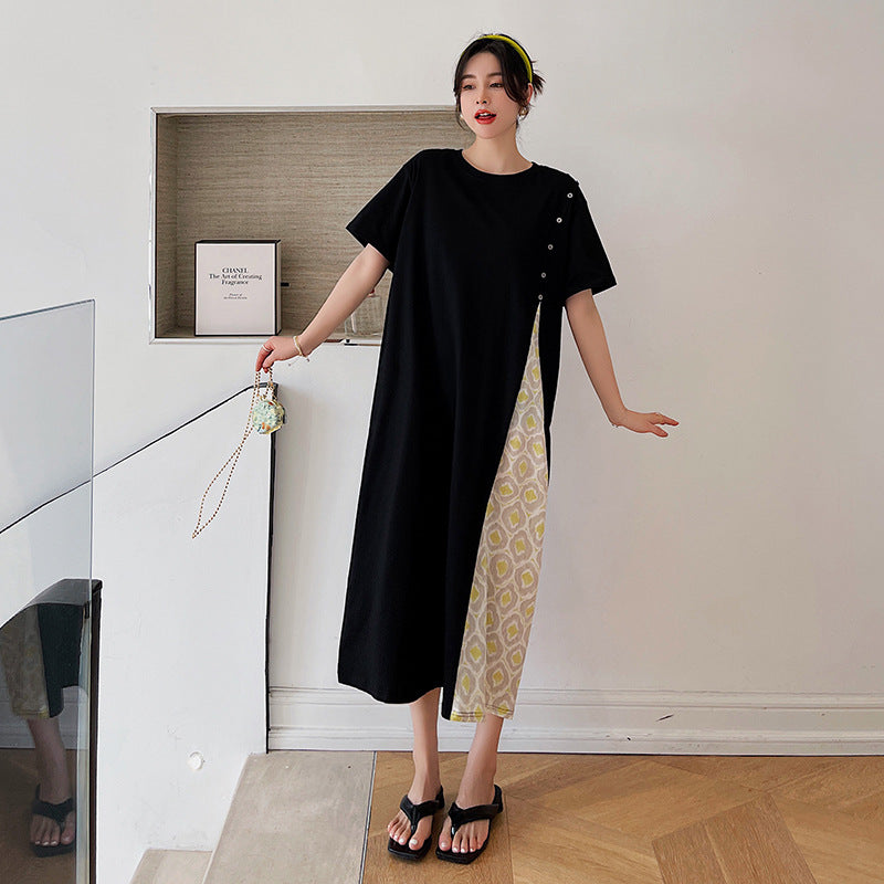Plus Size Ethnic Layer T Shirt Midi Dress
