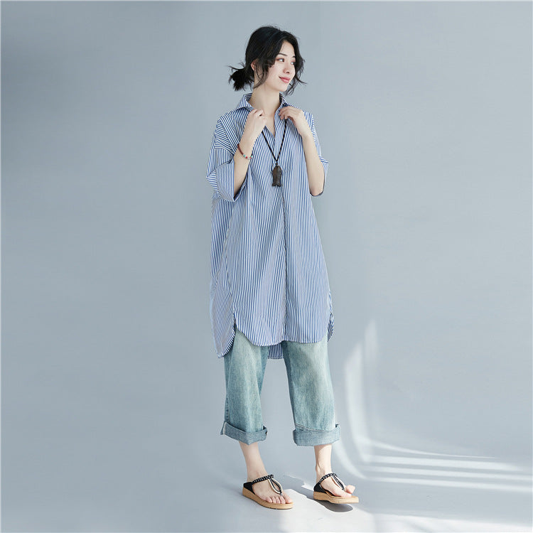 Plus Size Loose Stripe Tunic Top