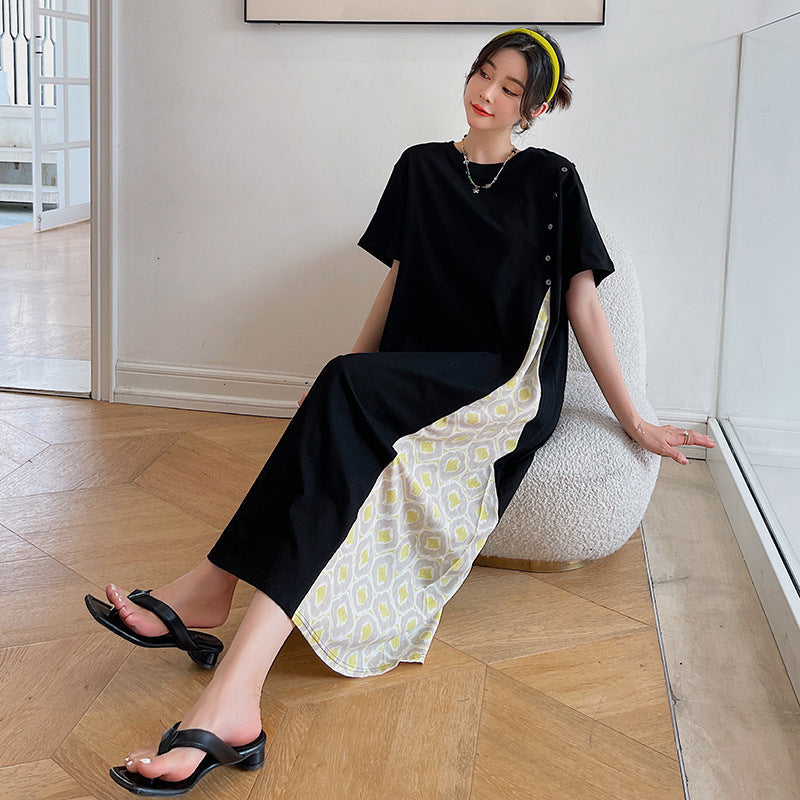 Plus Size Ethnic Layer T Shirt Midi Dress