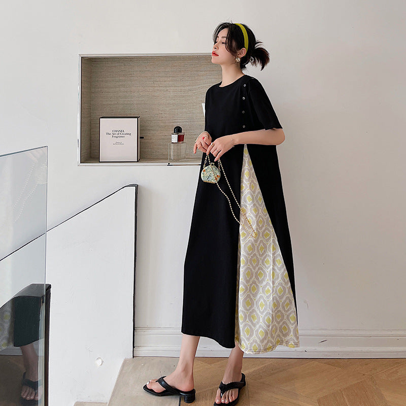 Plus Size Ethnic Layer T Shirt Midi Dress