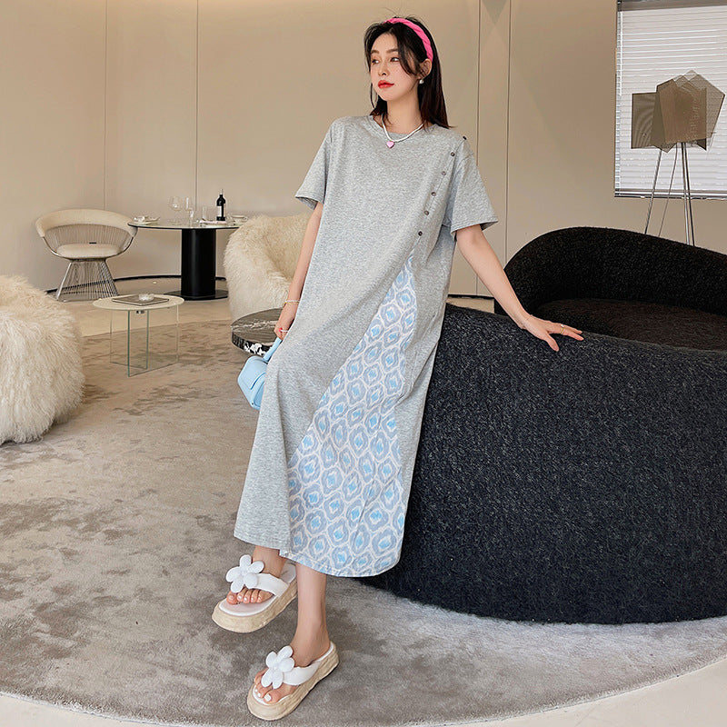 Plus Size Ethnic Layer T Shirt Midi Dress