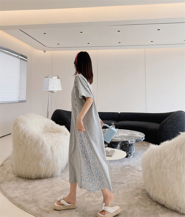 Plus Size Ethnic Layer T Shirt Midi Dress