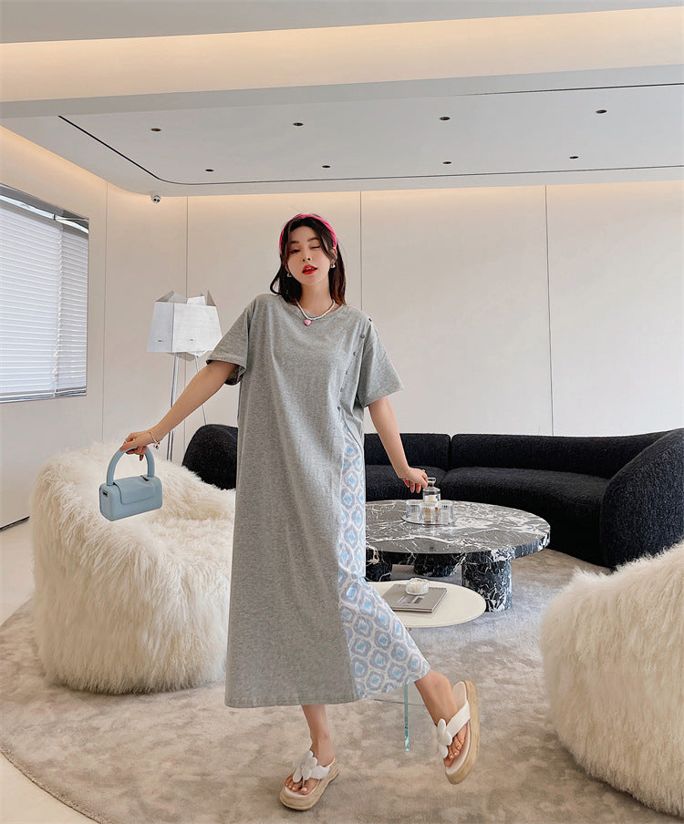 Plus Size Ethnic Layer T Shirt Midi Dress