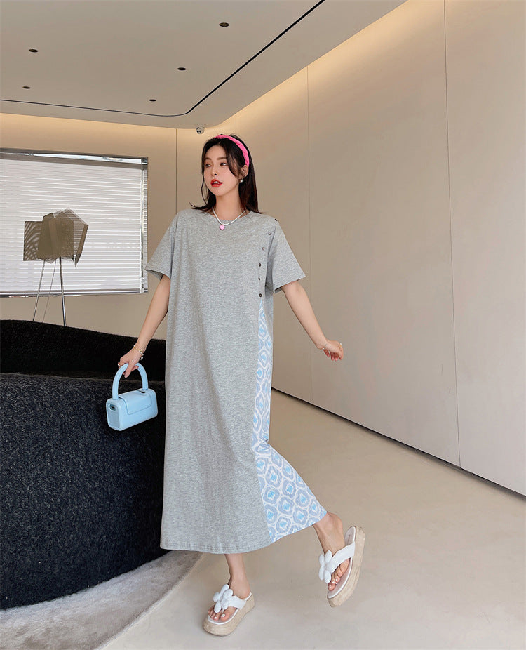 Plus Size Ethnic Layer T Shirt Midi Dress