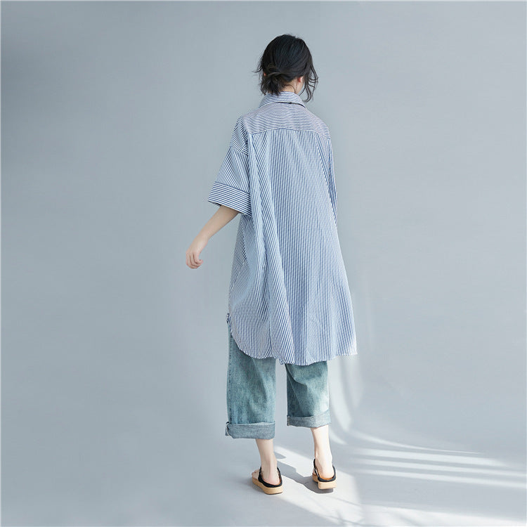 Plus Size Loose Stripe Tunic Top