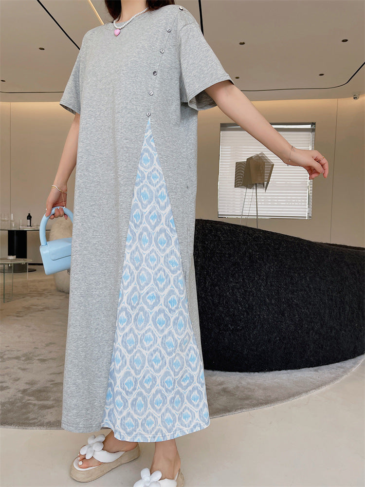 Plus Size Ethnic Layer T Shirt Midi Dress
