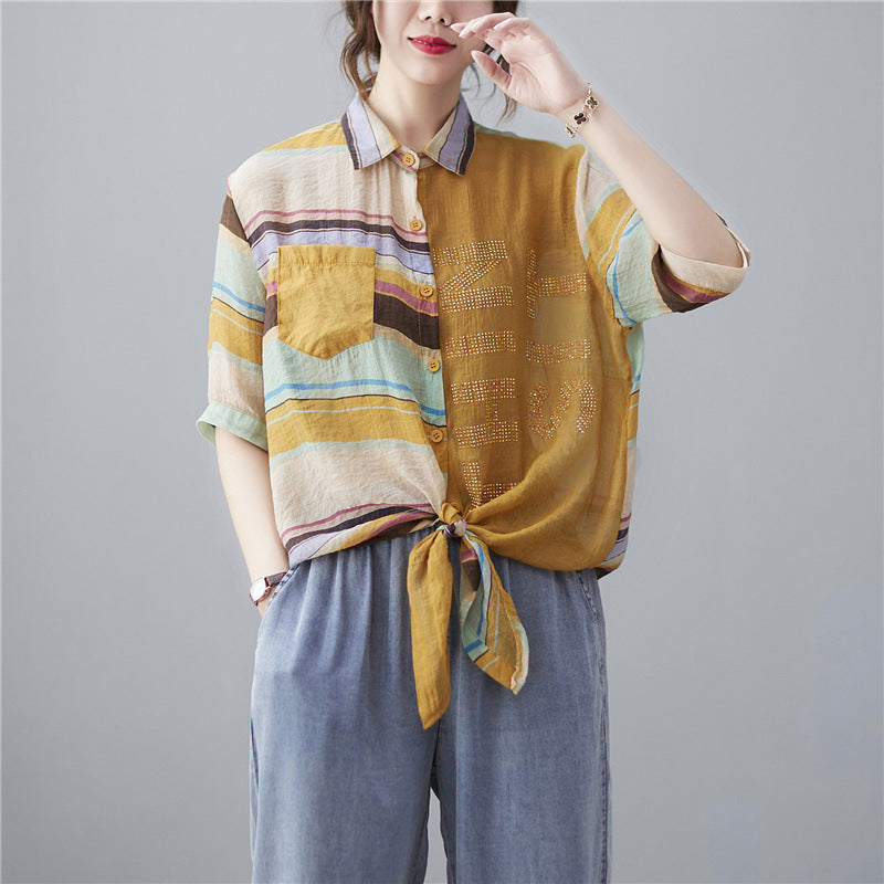 Plus Size Ethnic Layer Embellished Shirt Blouse