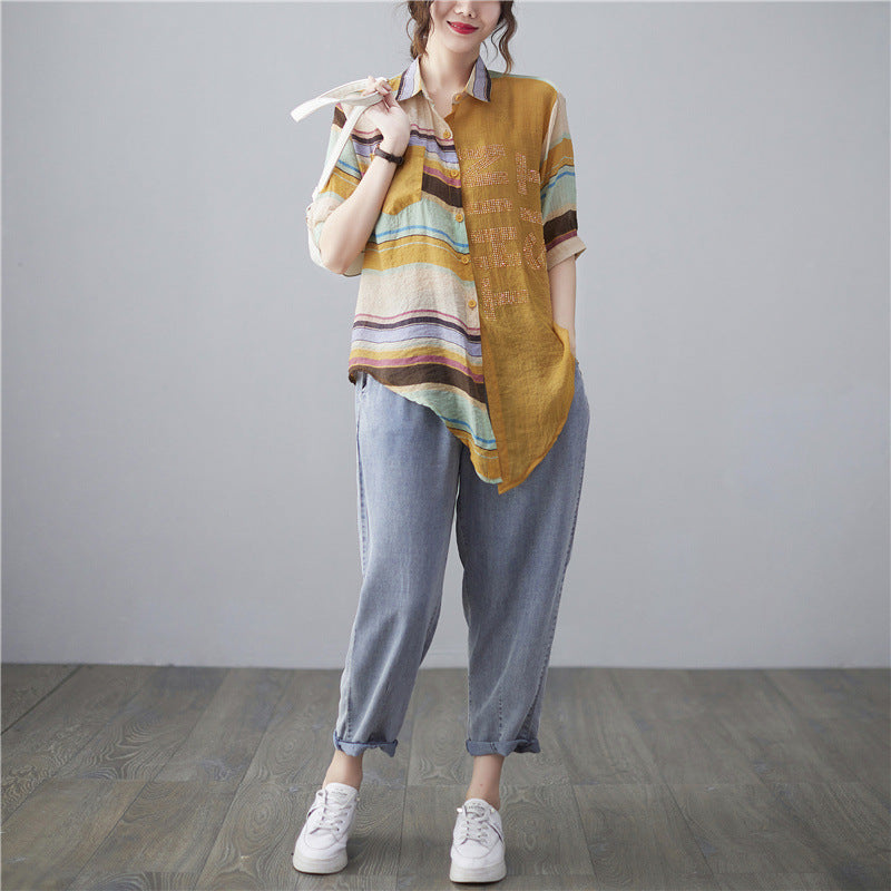 Plus Size Ethnic Layer Embellished Shirt Blouse