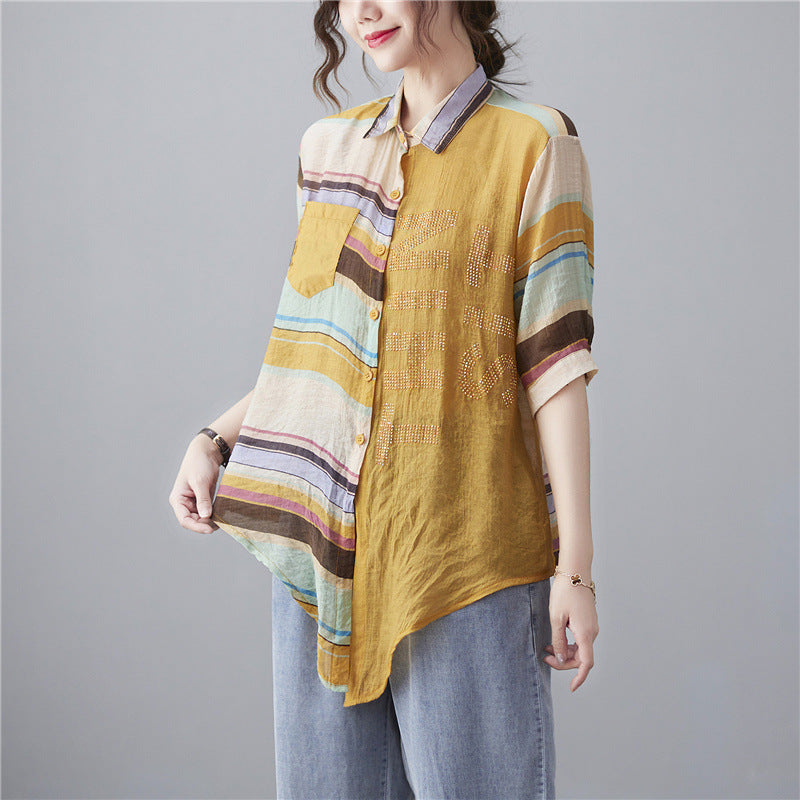 Plus Size Ethnic Layer Embellished Shirt Blouse