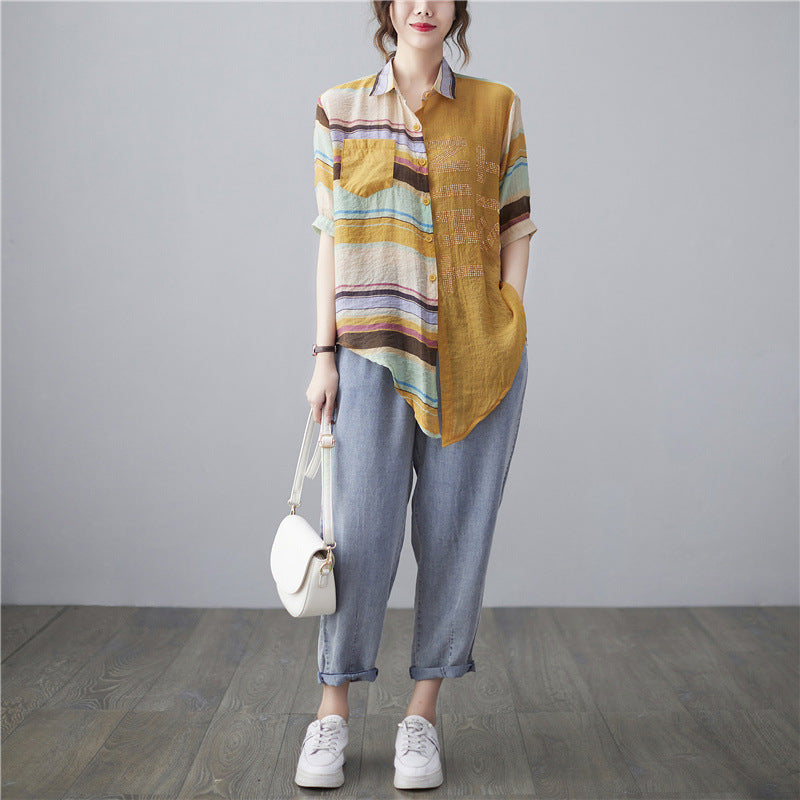 Plus Size Ethnic Layer Embellished Shirt Blouse