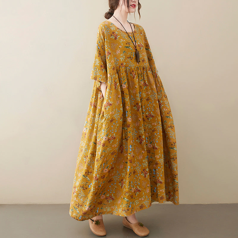 Plus Size Floral Babydoll Midi Dress