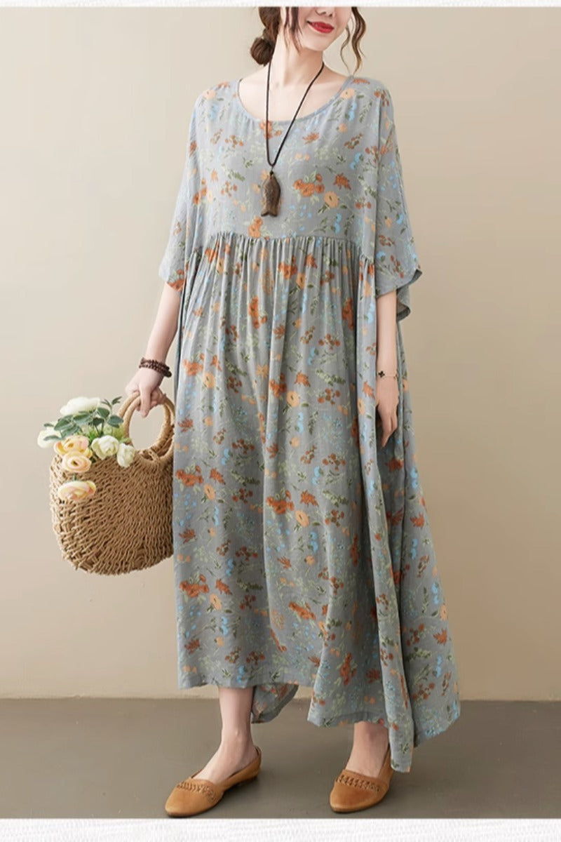 Plus Size Floral Babydoll Midi Dress