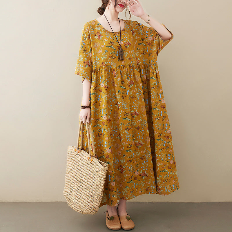 Plus Size Floral Babydoll Midi Dress