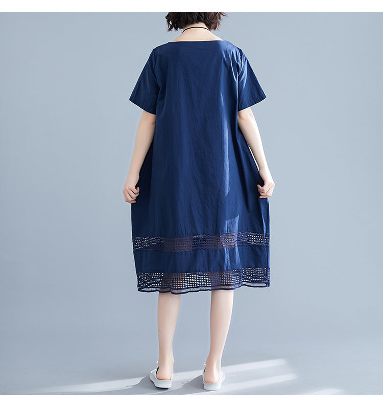 Plus Size Loose Lattice Lace Shift Dress