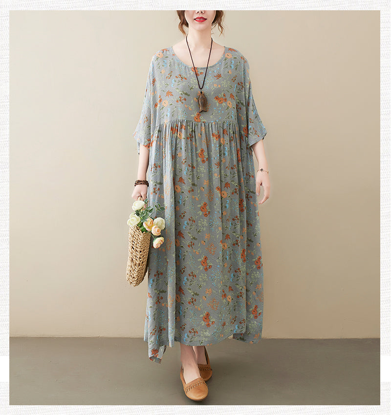 Plus Size Floral Babydoll Midi Dress