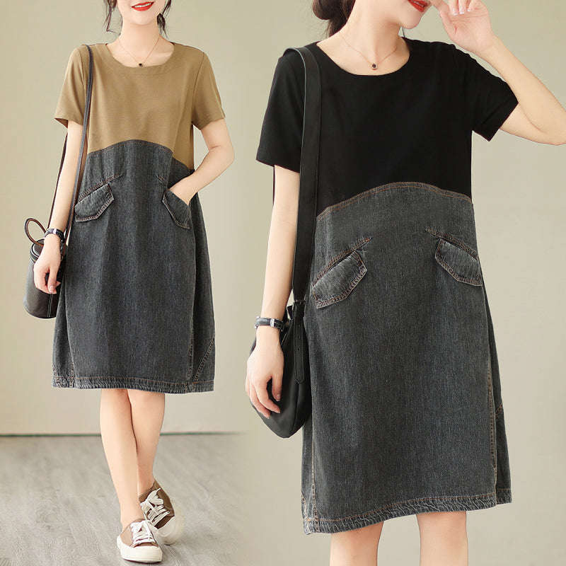 Plus Size Denim Layer T Shirt Dress