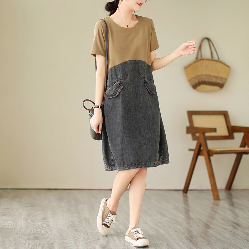 Plus Size Denim Layer T Shirt Dress