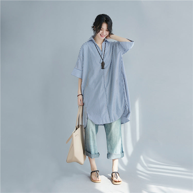 Plus Size Loose Stripe Tunic Top