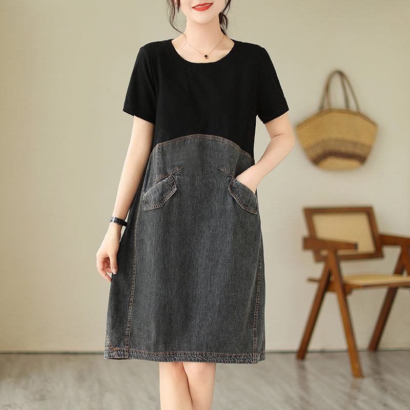 Plus Size Denim Layer T Shirt Dress
