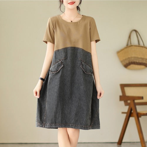 Plus Size Denim Layer T Shirt Dress