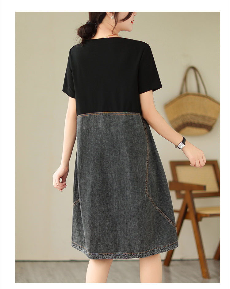 Plus Size Denim Layer T Shirt Dress