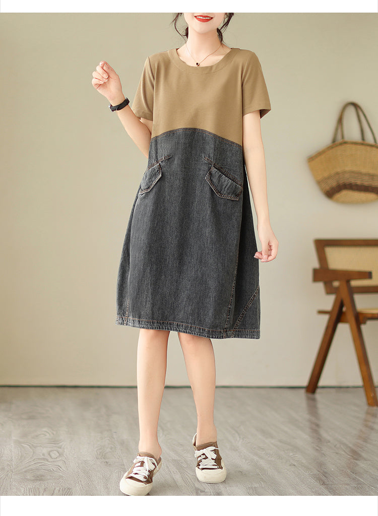 Plus Size Denim Layer T Shirt Dress