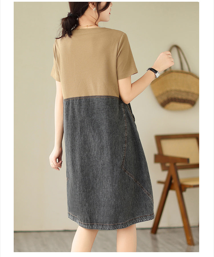 Plus Size Denim Layer T Shirt Dress