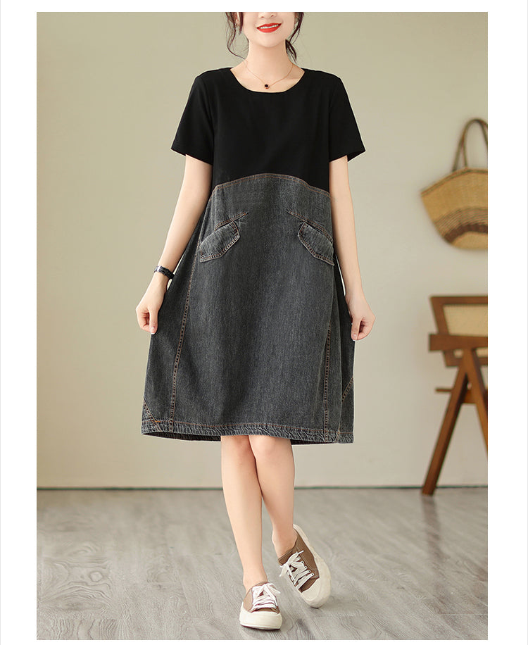 Plus Size Denim Layer T Shirt Dress