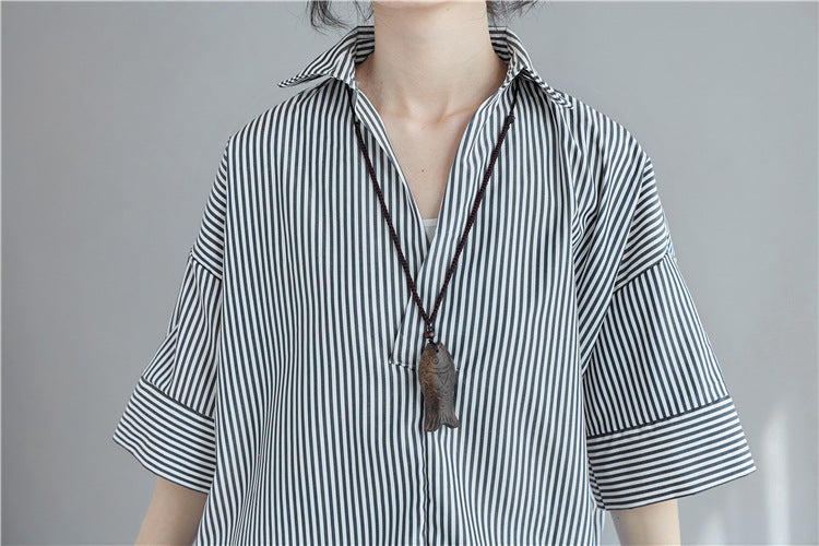 Plus Size Loose Stripe Tunic Top