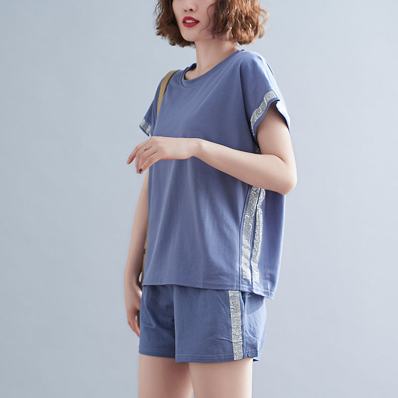 Plus Size Shimmer T Shirt and Shorts Set