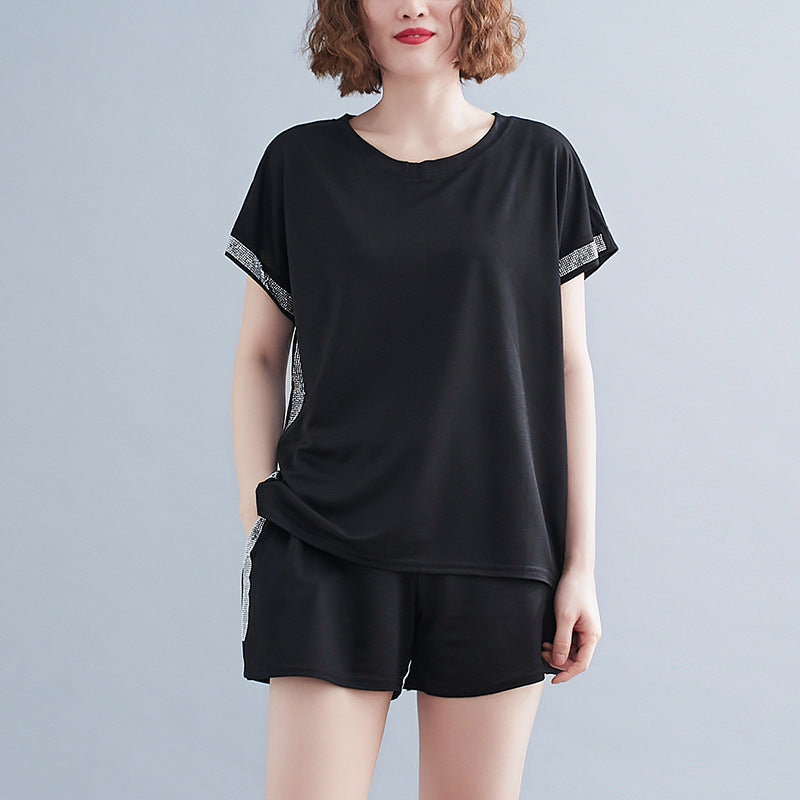 Plus Size Shimmer T Shirt and Shorts Set