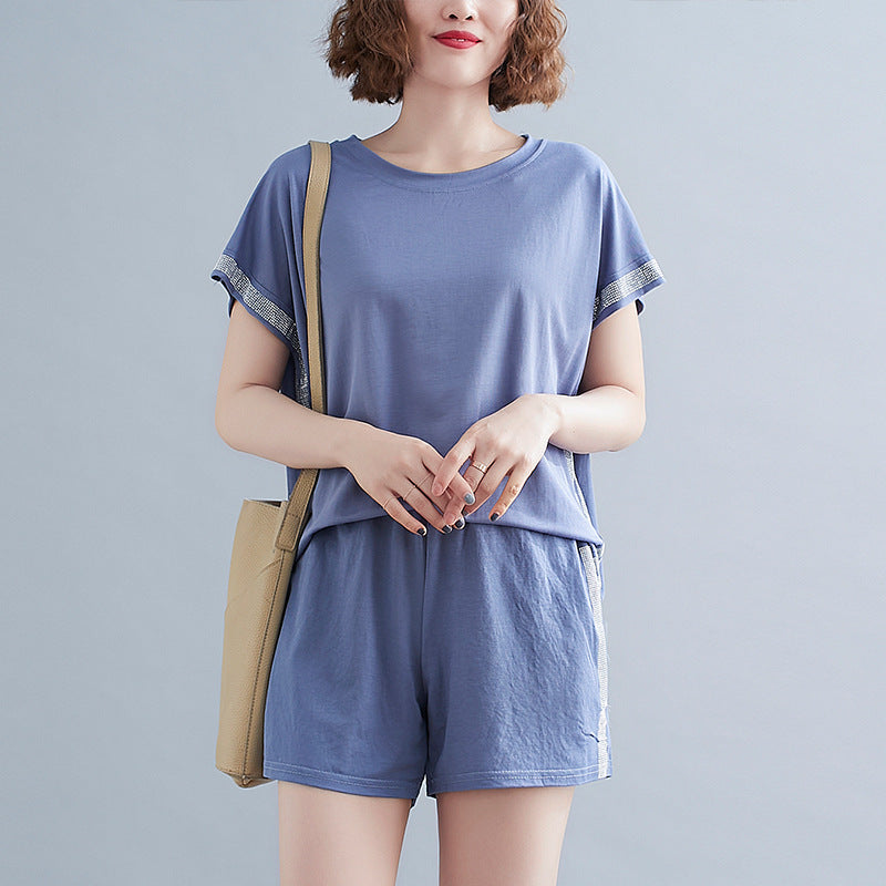 Plus Size Shimmer T Shirt and Shorts Set