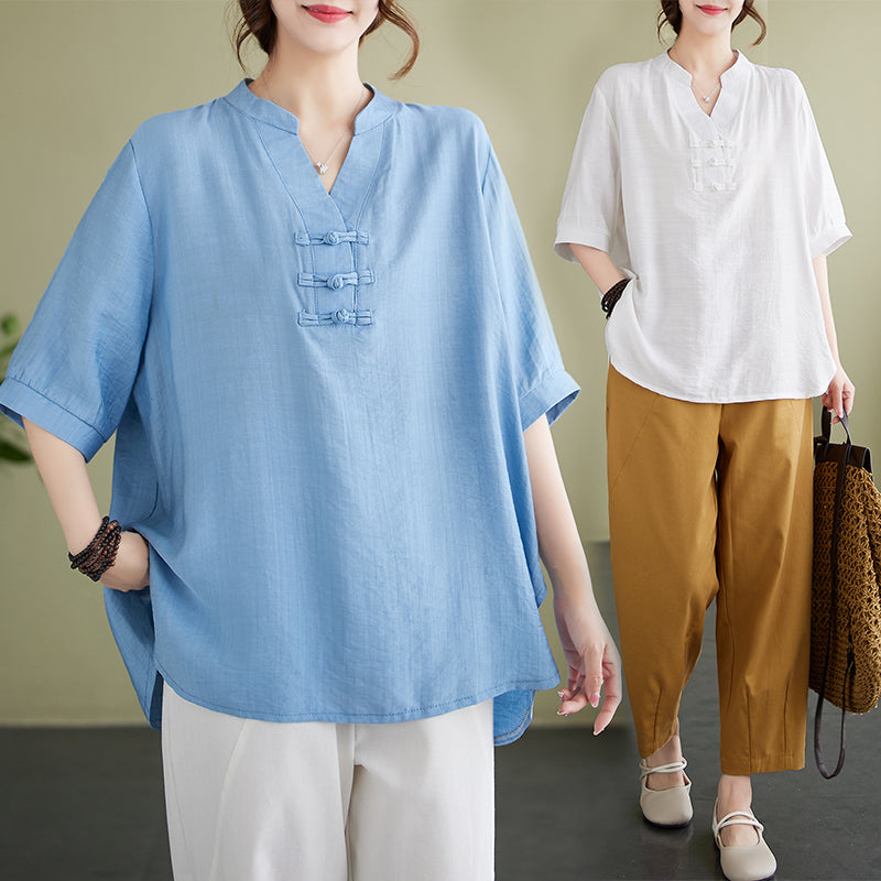 Plus Size Cheongsam Loose Blouse