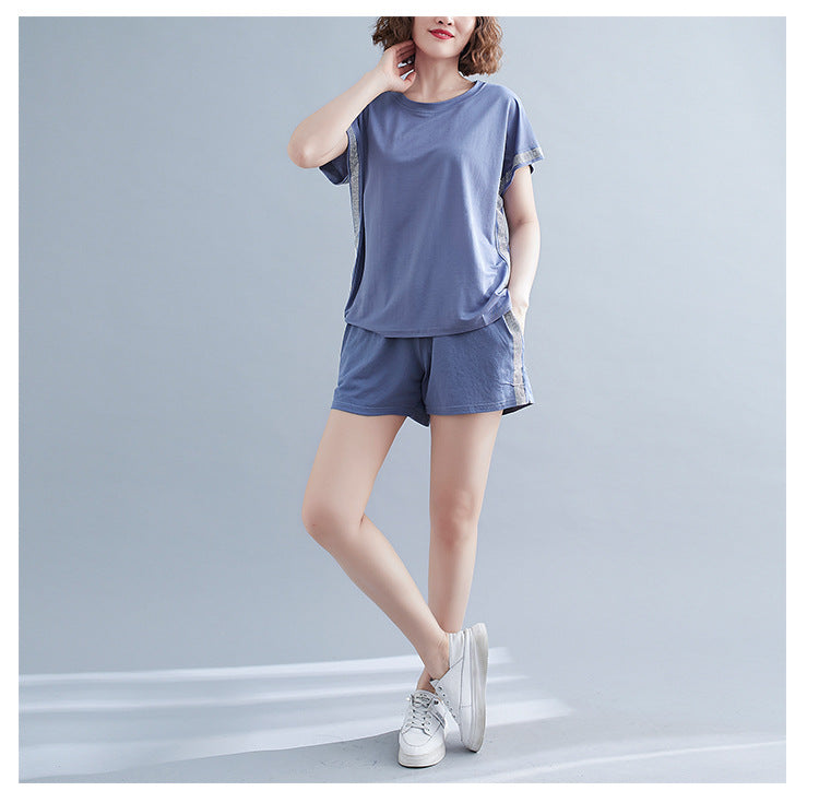 Plus Size Shimmer T Shirt and Shorts Set
