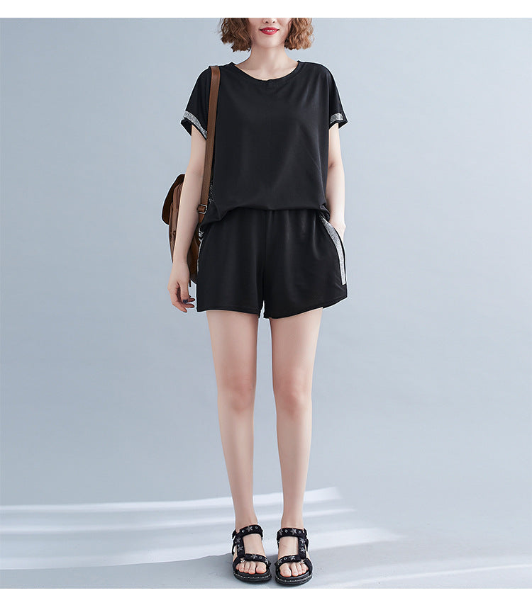 Plus Size Shimmer T Shirt and Shorts Set