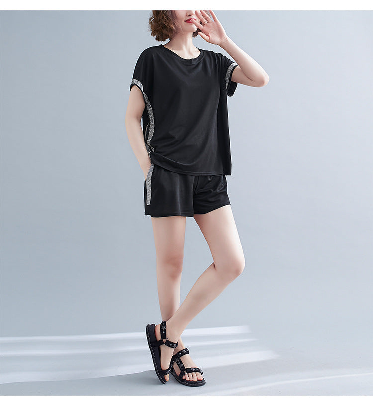 Plus Size Shimmer T Shirt and Shorts Set