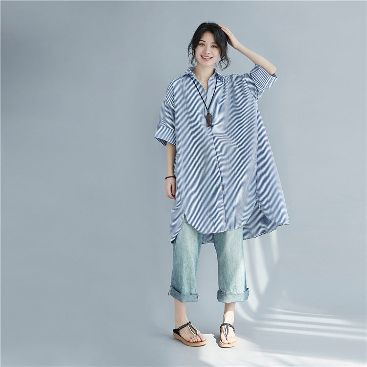 Plus Size Loose Stripe Tunic Top