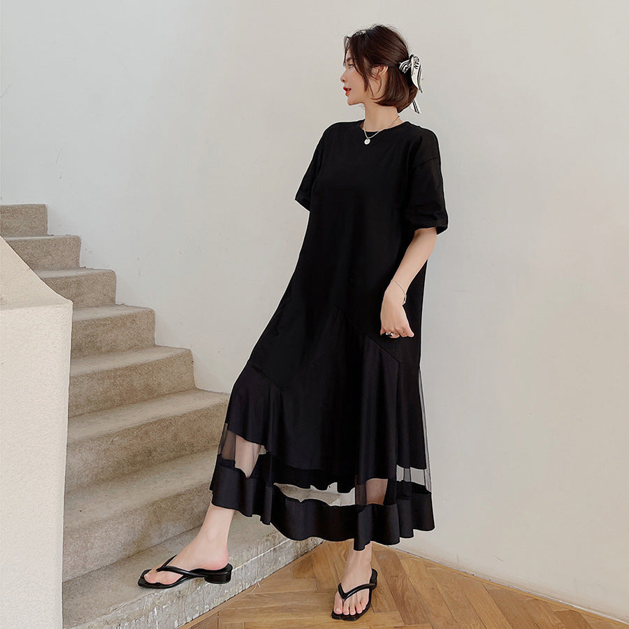 Plus Size Tulle Hem T Shirt Midi Dress