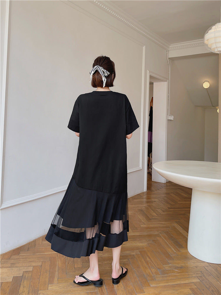 Plus Size Tulle Hem T Shirt Midi Dress