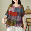 Plus Size Patchwork Babydoll Blouse