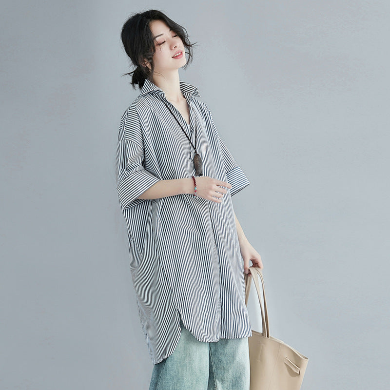 Plus Size Loose Stripe Tunic Top