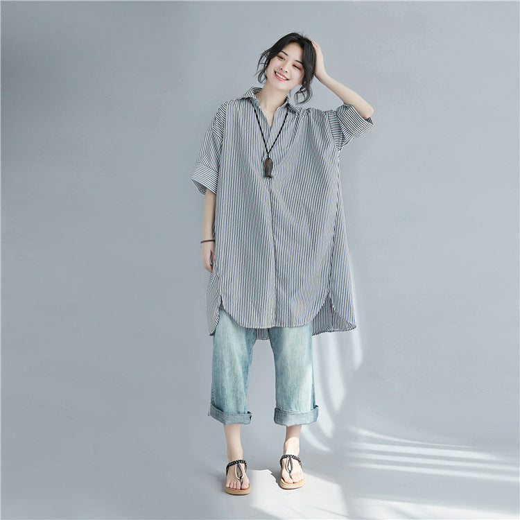 Plus Size Loose Stripe Tunic Top