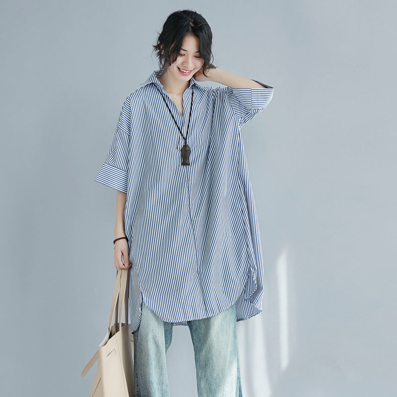 Plus Size Loose Stripe Tunic Top