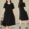 Plus Size Black Asymmetric Short Sleeve Dress