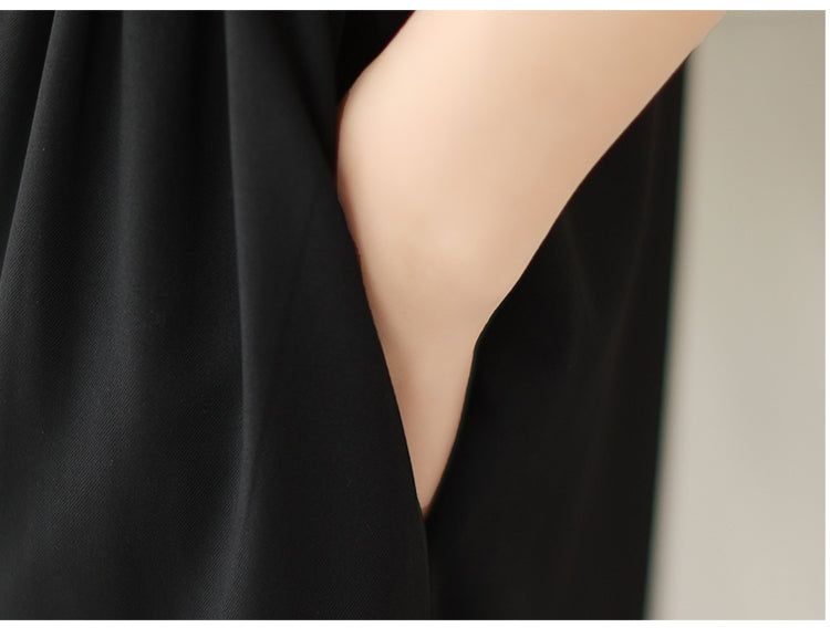 Plus Size Black Asymmetric Short Sleeve Dress