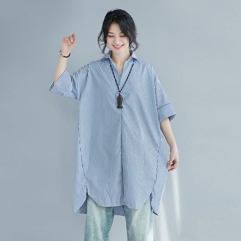 Plus Size Loose Stripe Tunic Top