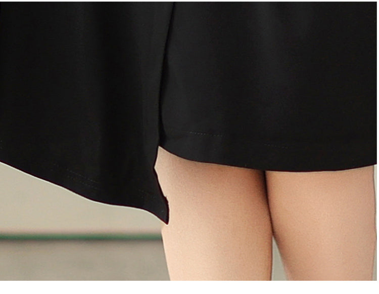 Plus Size Black Asymmetric Short Sleeve Dress